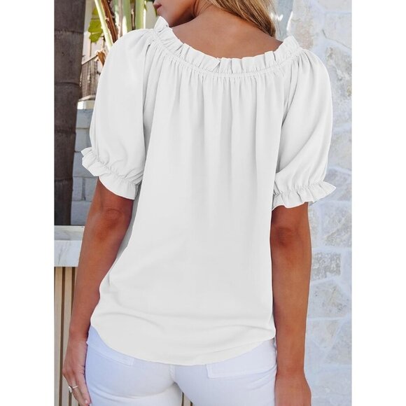 Women's Off Shoulder Blouse Polyester Size Large Casual Dressy Top - Picture 4 of 6